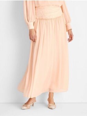 Women's Crinkle Maxi Skirt - Future Collective Peach Orange